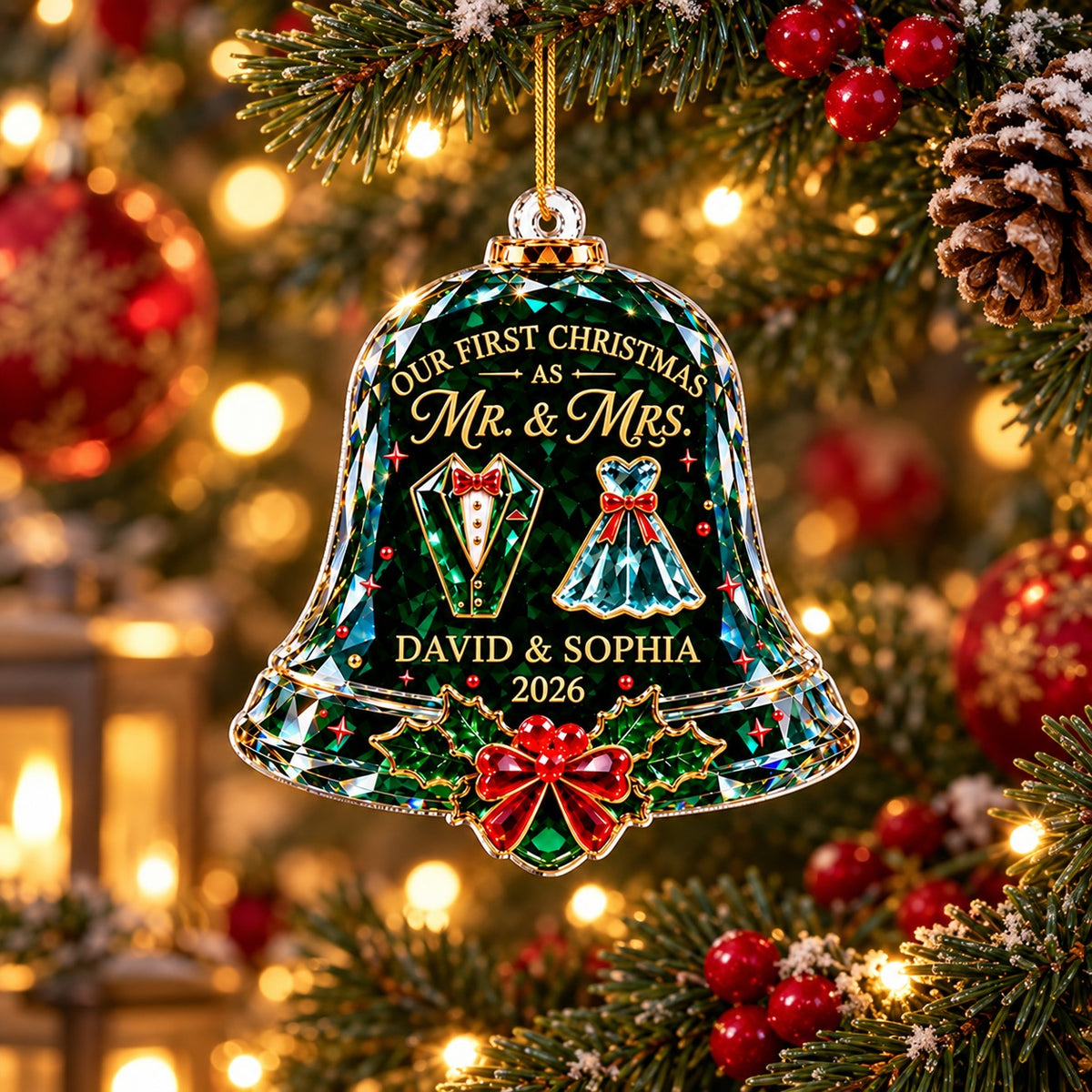 Personalized First Christmas Married Bell Ornament, Christmas Gift