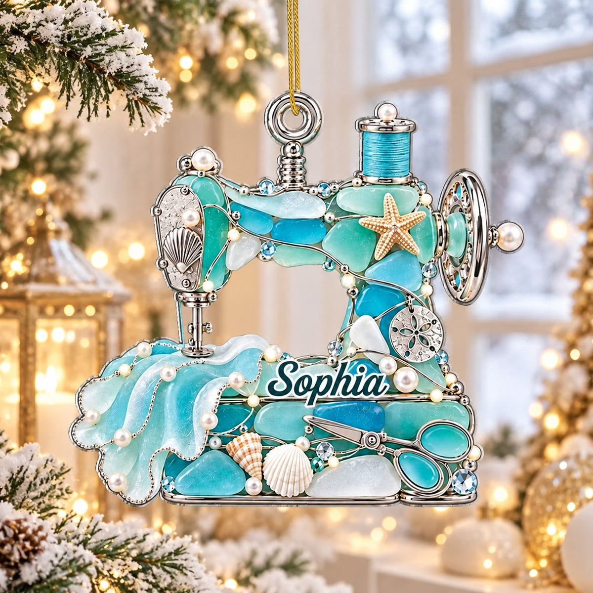 Personalized Sewing Machine Christmas Ornament for Sewing Lovers