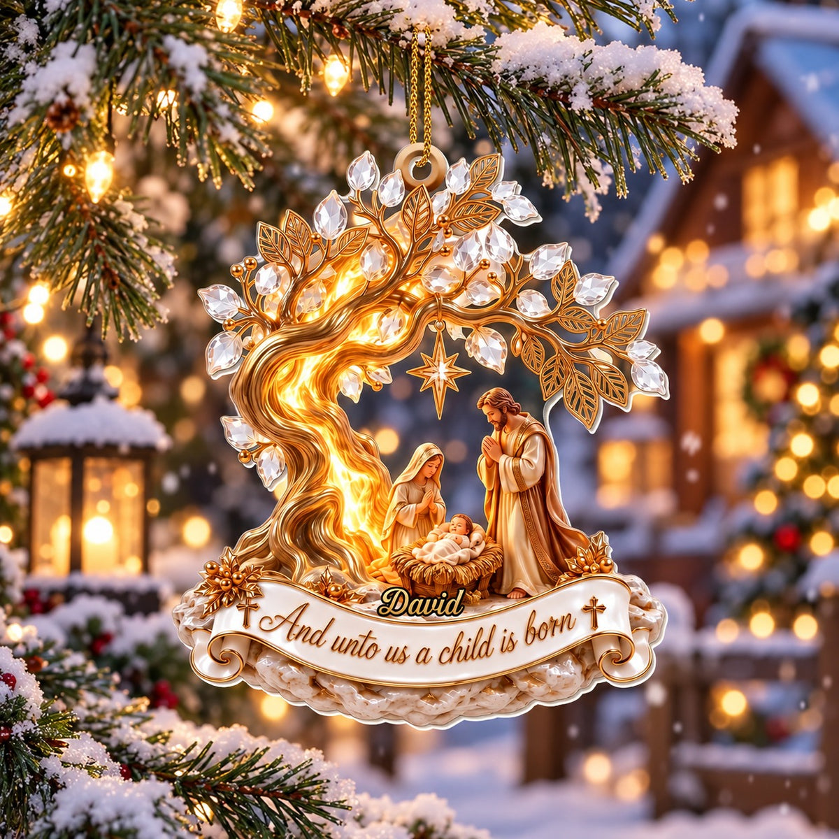 Personalized Nativity Christmas Ornament with Jesus