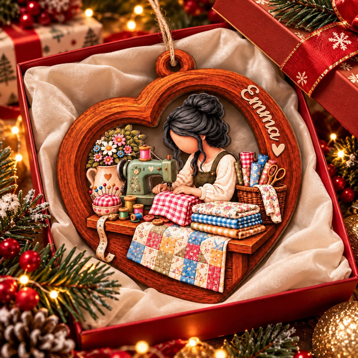 Personalized Sewing Machine Christmas Ornament for Seamstress