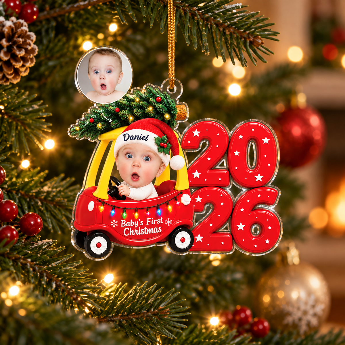 Personalized Baby First Christmas Car Ornament