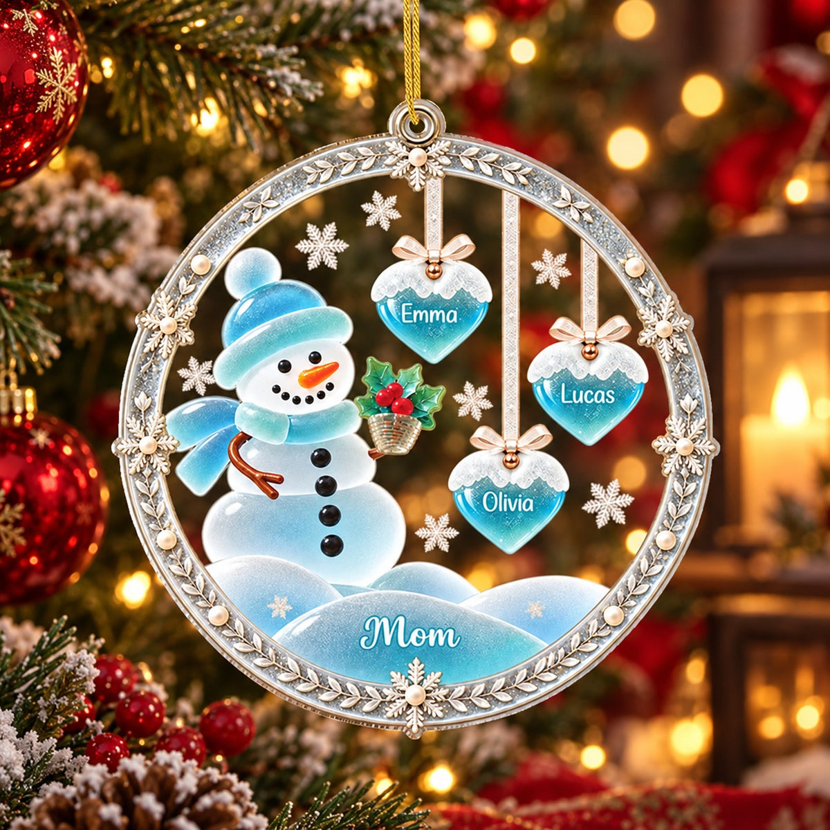 Personalized Grandma Snowman Christmas Ornament, Christmas Gift