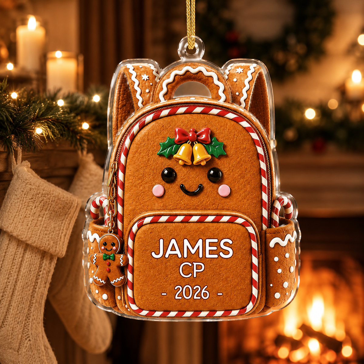 Personalized Gingerbread Backpack Christmas Ornament product image 2 of 4