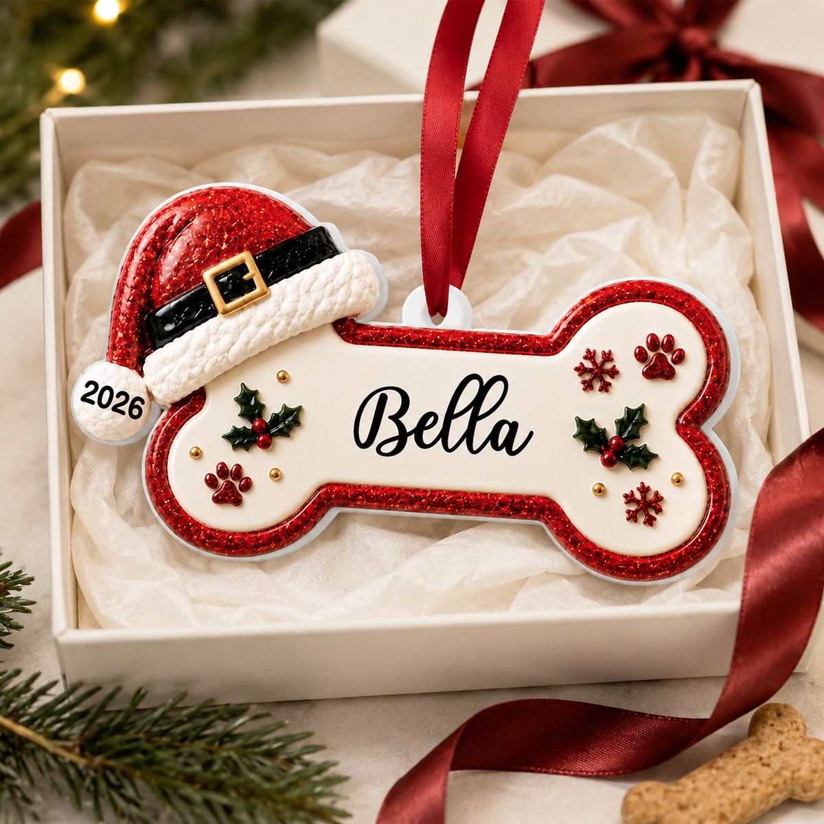 Personalized Dog Bone Christmas Ornament product image 2 of 5