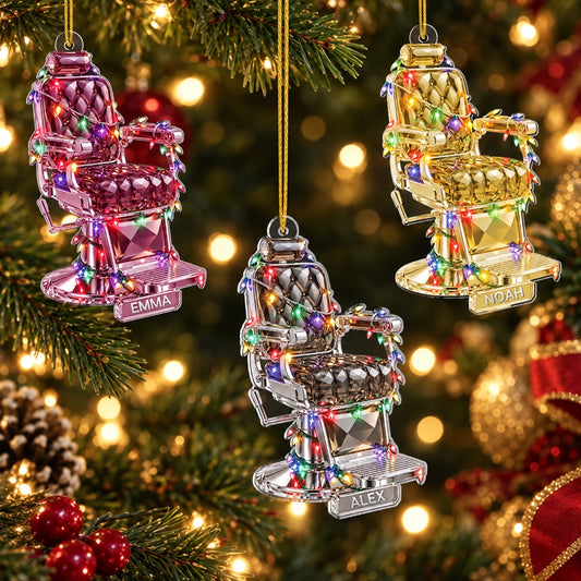 Personalized Barber Chair Christmas Ornament with Name