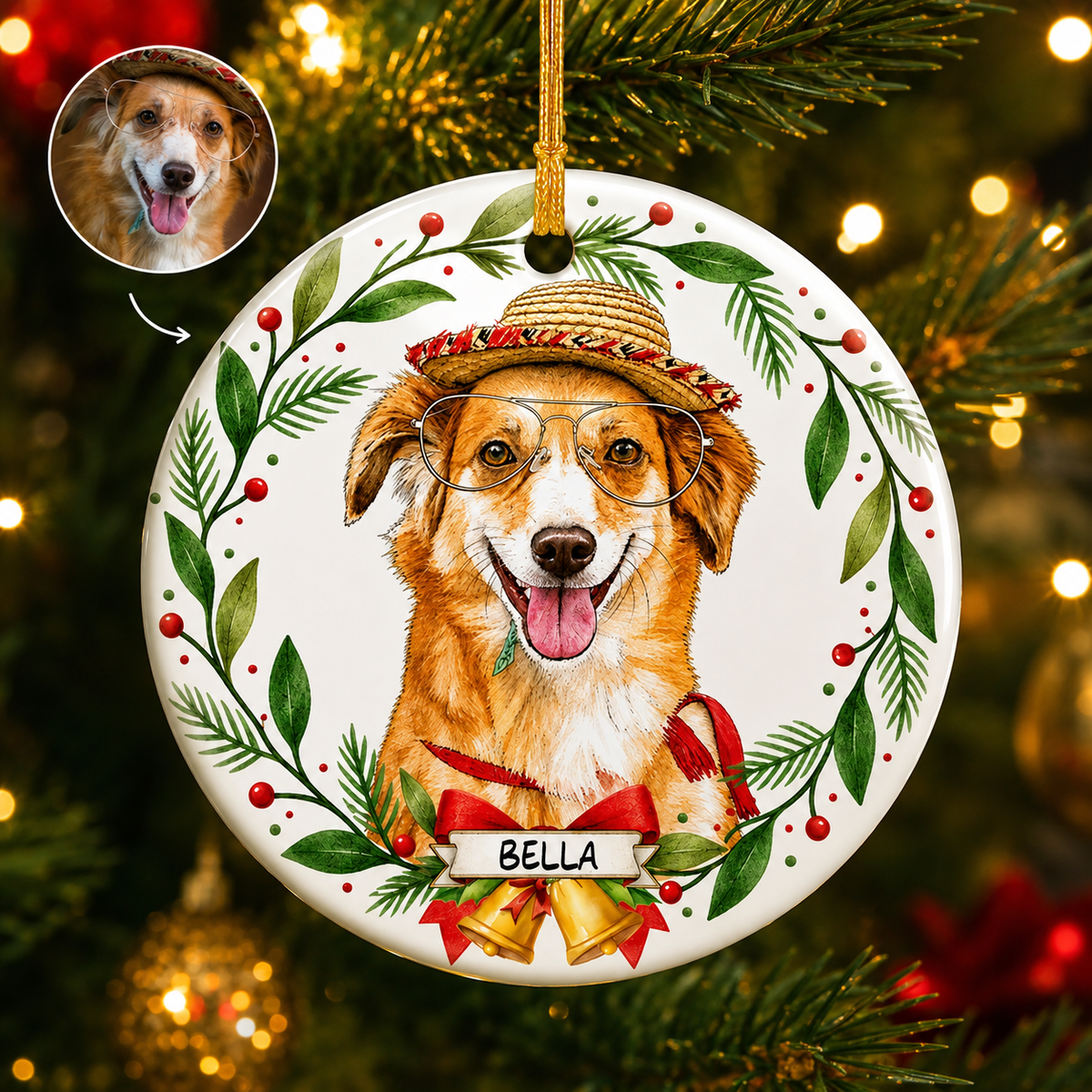 Personalized Pet Photo Christmas Ornament – Dog or Cat product image 3 of 8