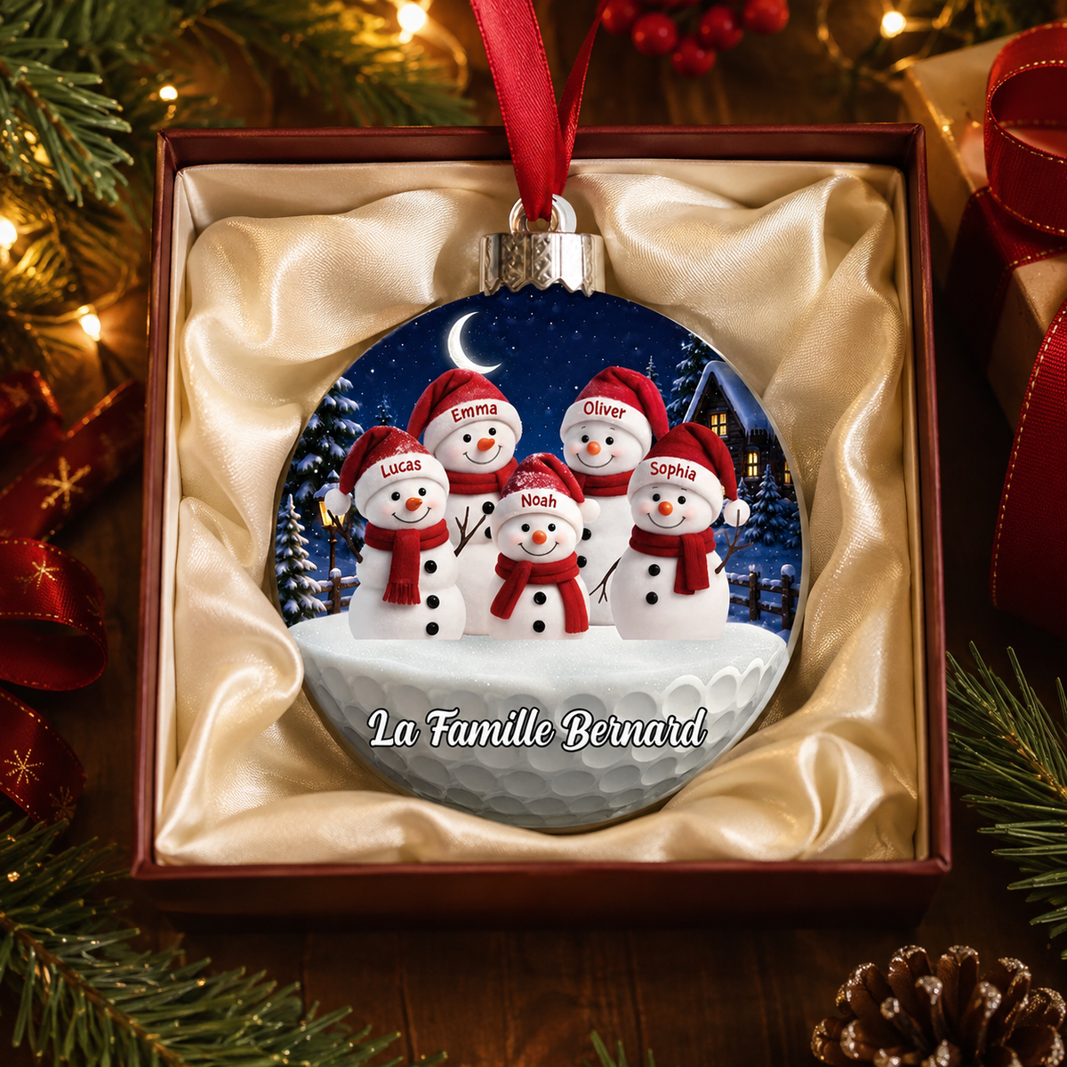 Personalized Snowman Family Golf Christmas Ornament