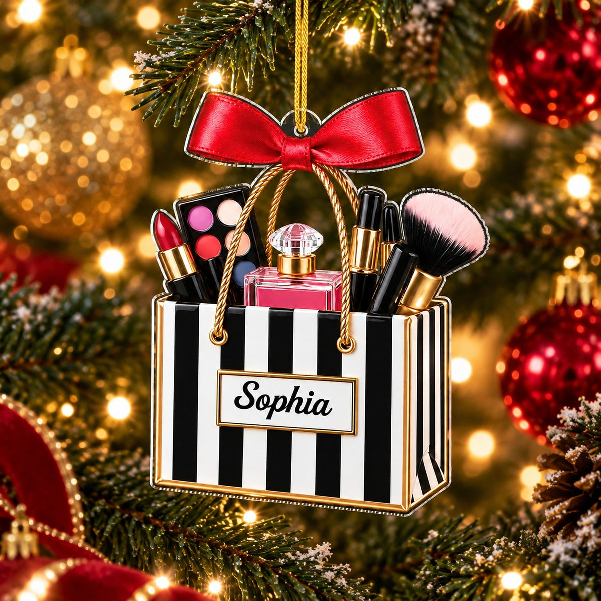 Personalized Makeup Bag Christmas Ornament, Christmas Gift