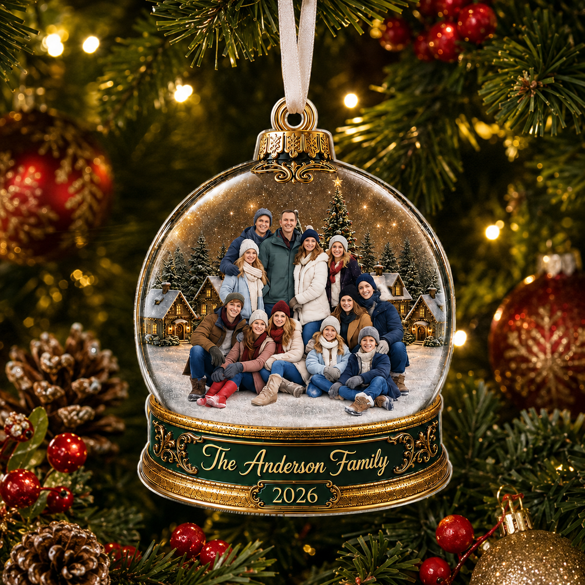 Personalized Family Snow Globe Christmas Ornament