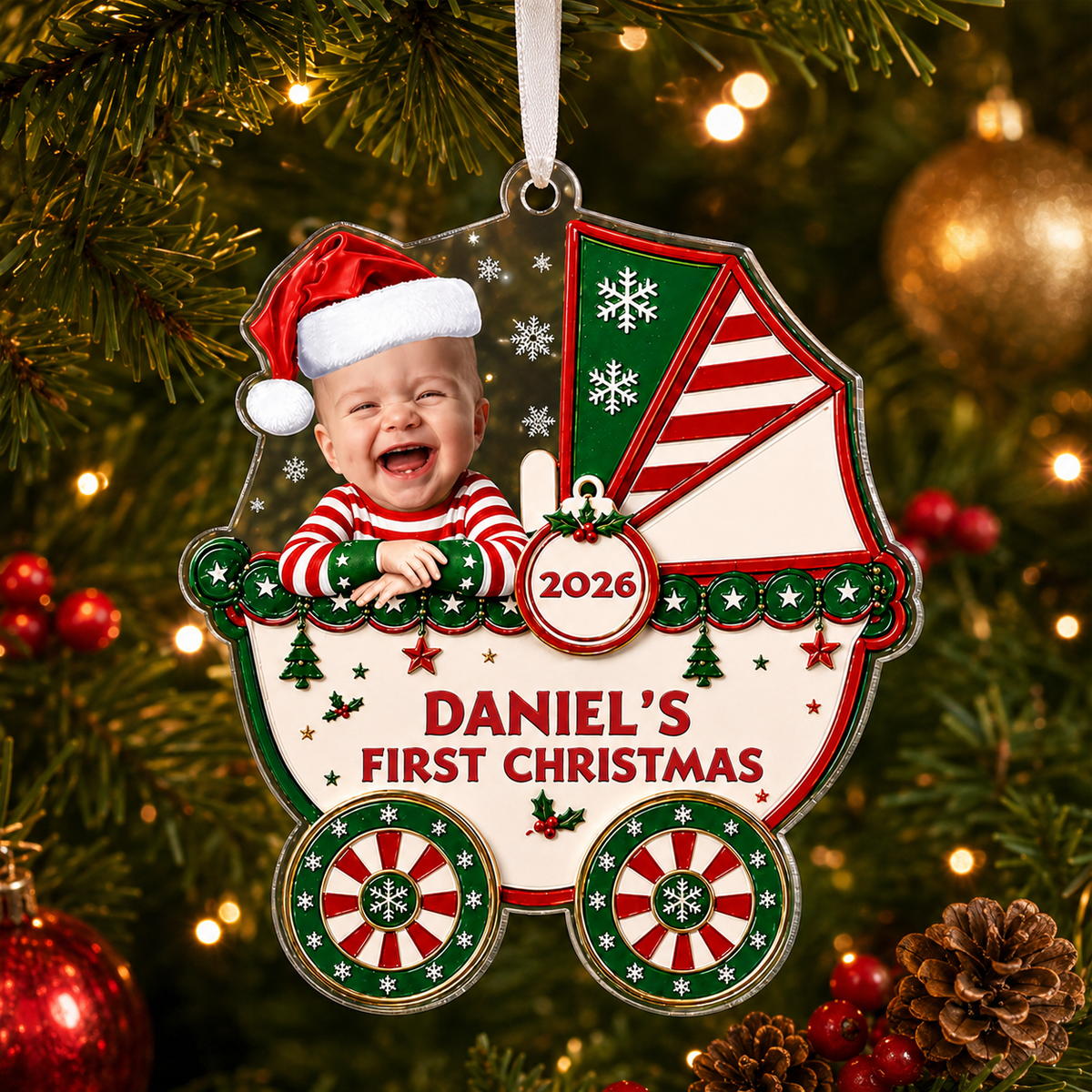 Personalized Baby First Christmas Stroller Ornament product image 2 of 5