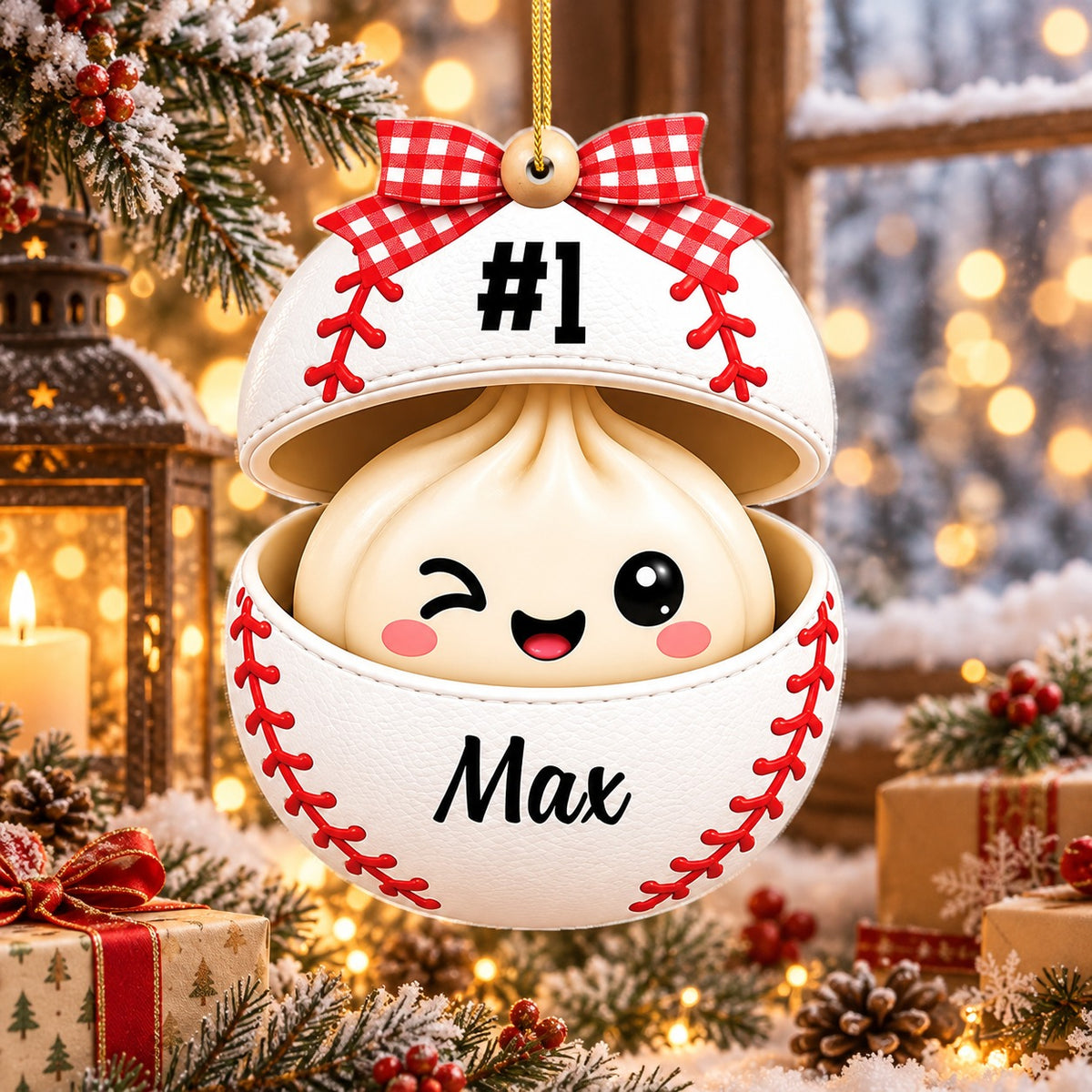 Personalized Sports Dumpling Christmas Ornament with Custom Name
