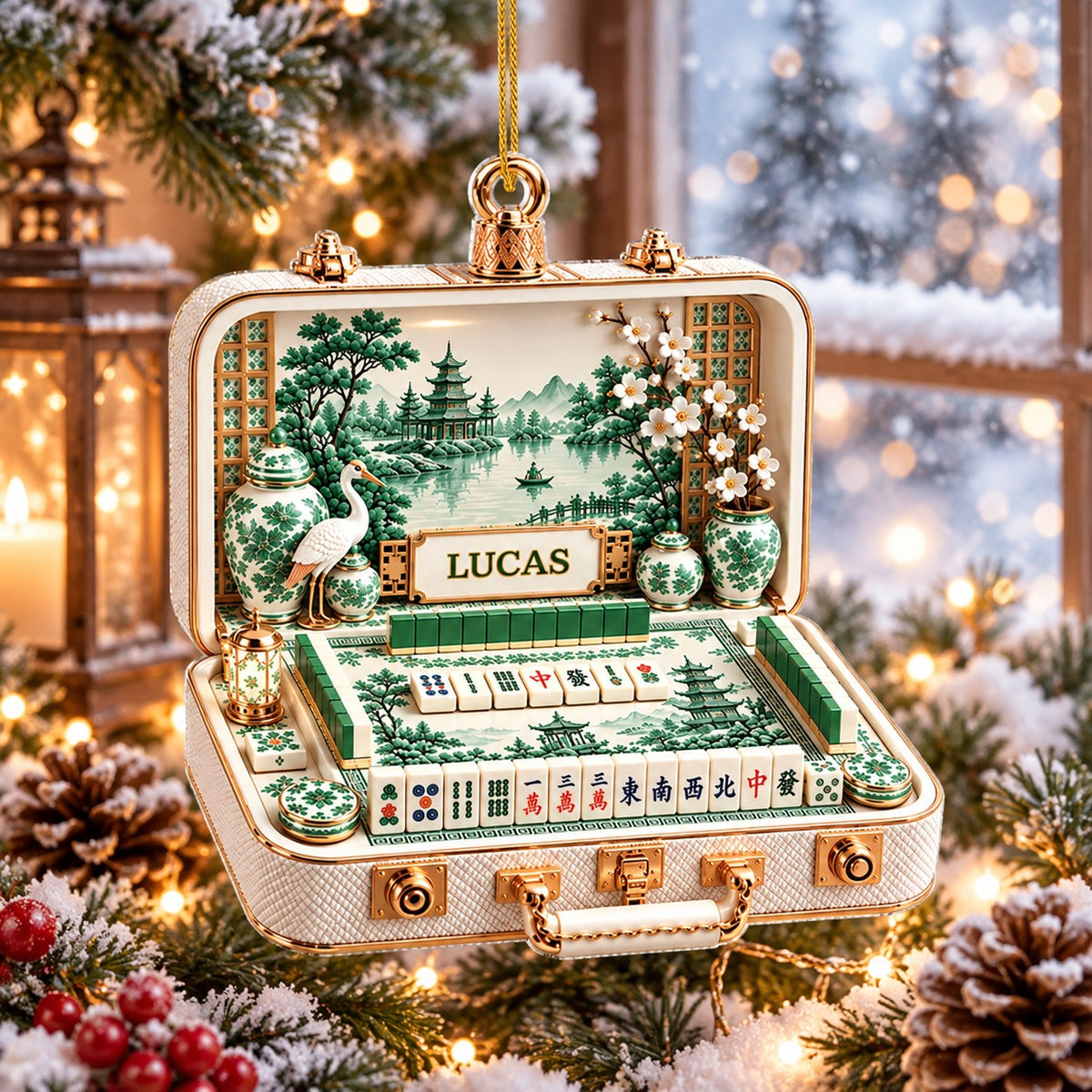Personalized Mahjong Set Christmas Ornament with Custom Name