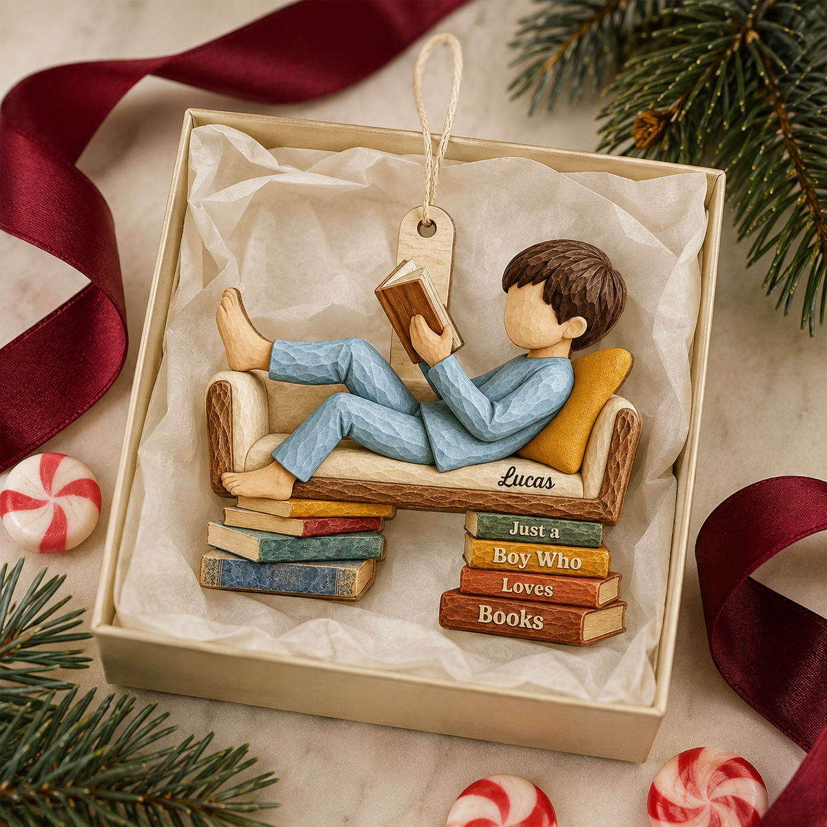 Personalized Book Lover 2 Layer Christmas Ornament product image 3 of 5