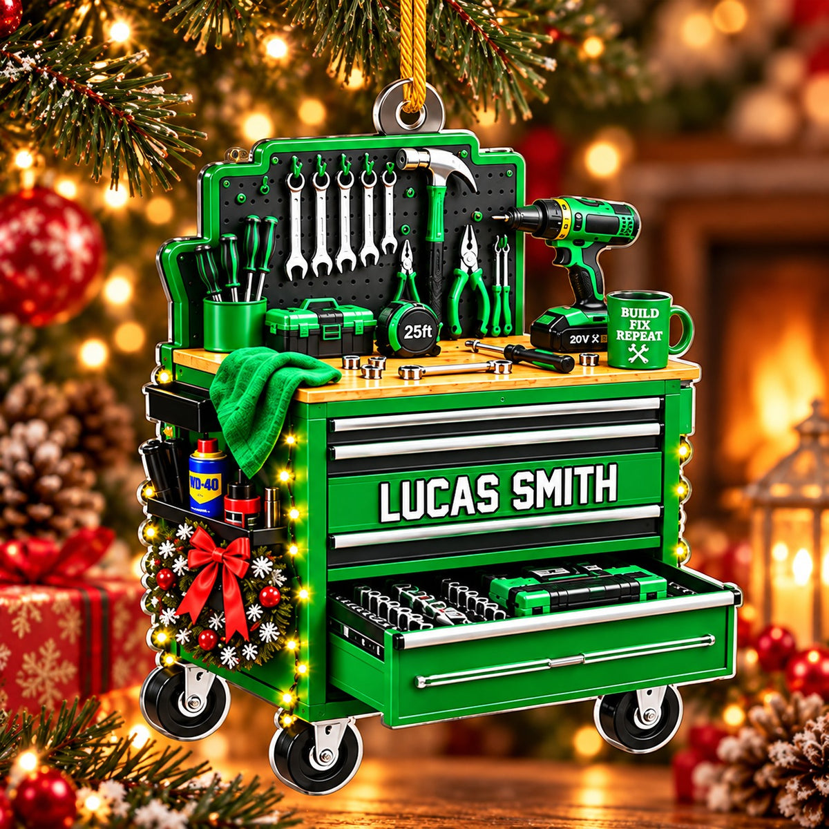 Personalized Mechanic Tool Chest Christmas Ornament, Christmas Gift