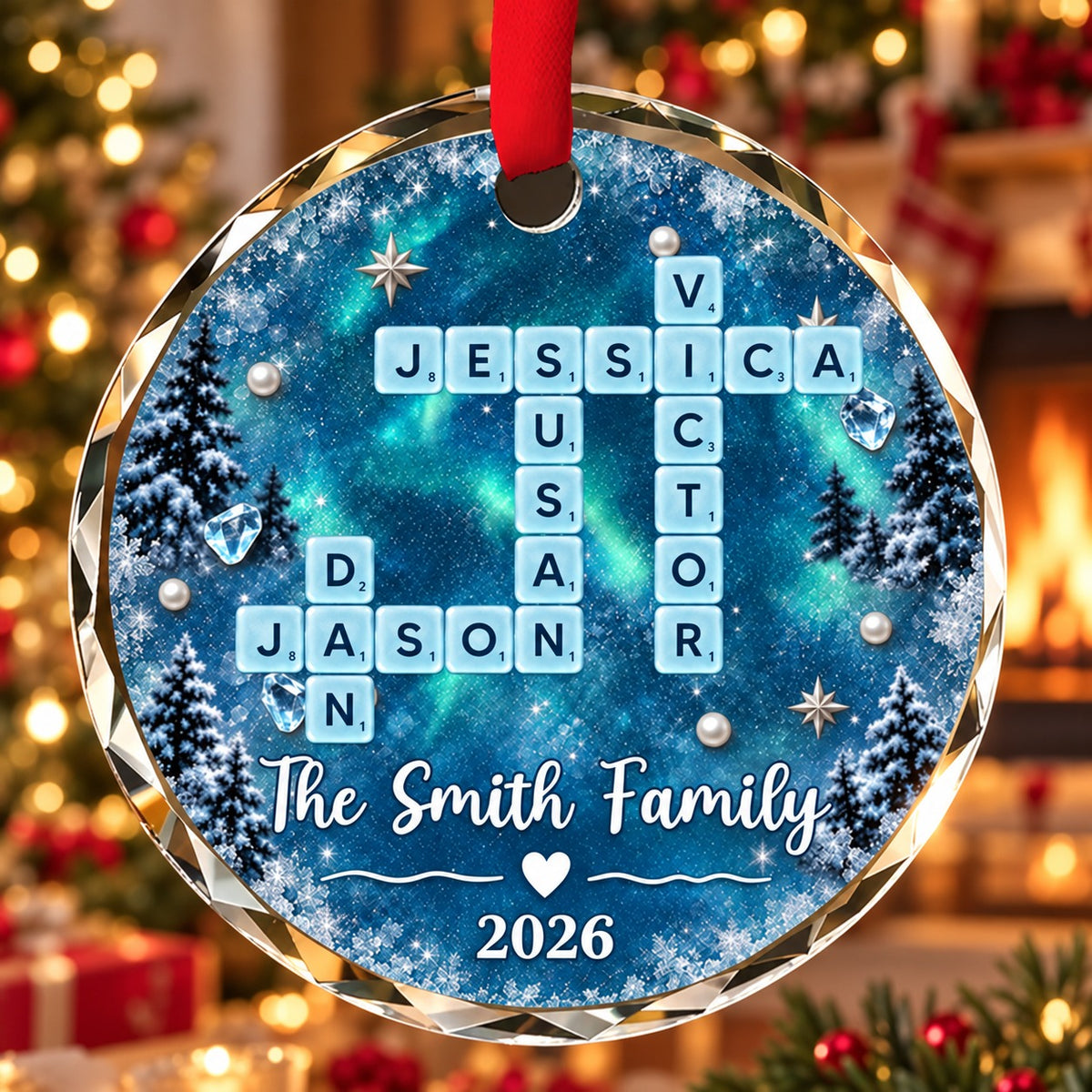 Personalized Family Scrabble Crossword Christmas Ornament
