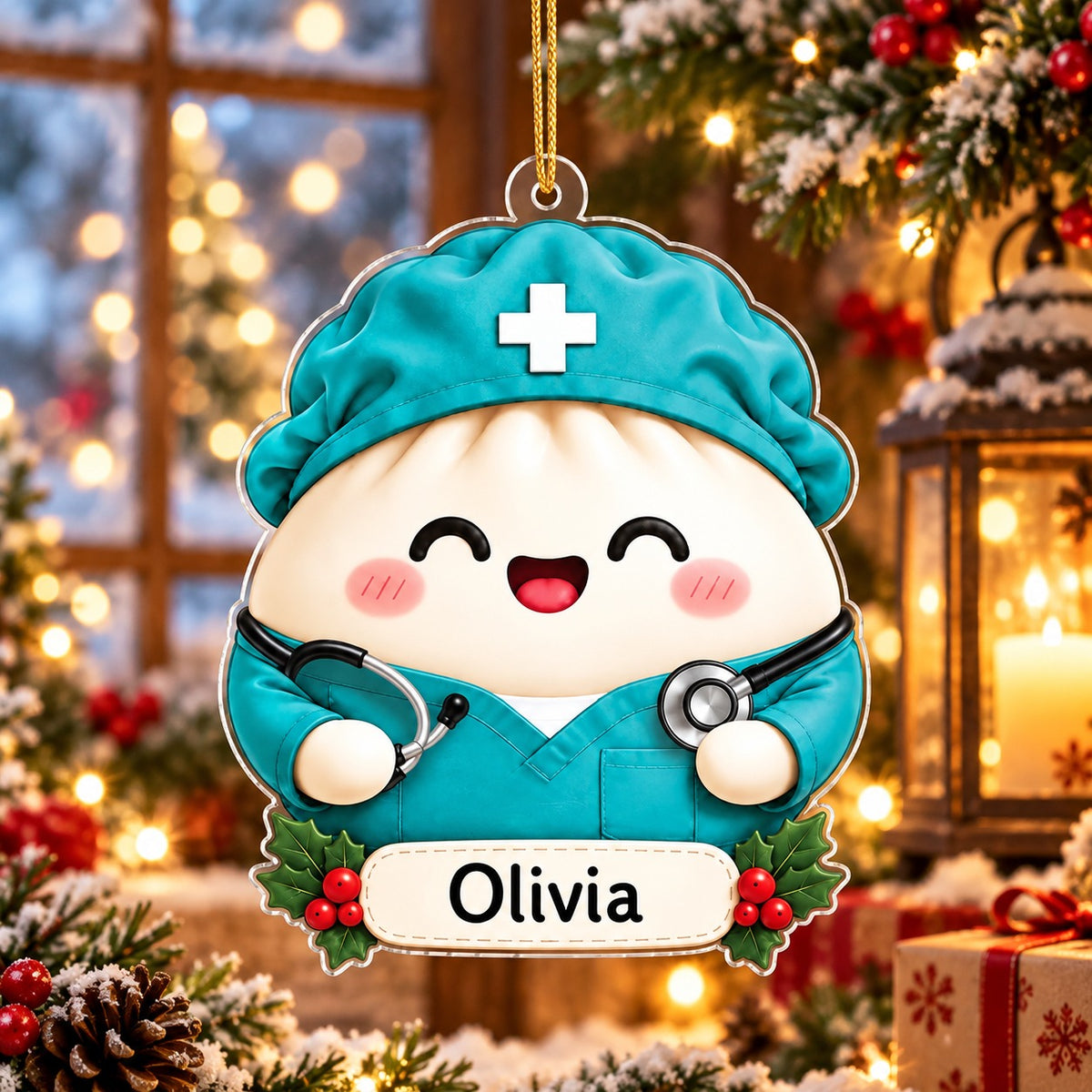 Personalized Dumpling Christmas Ornament, Christmas Gift