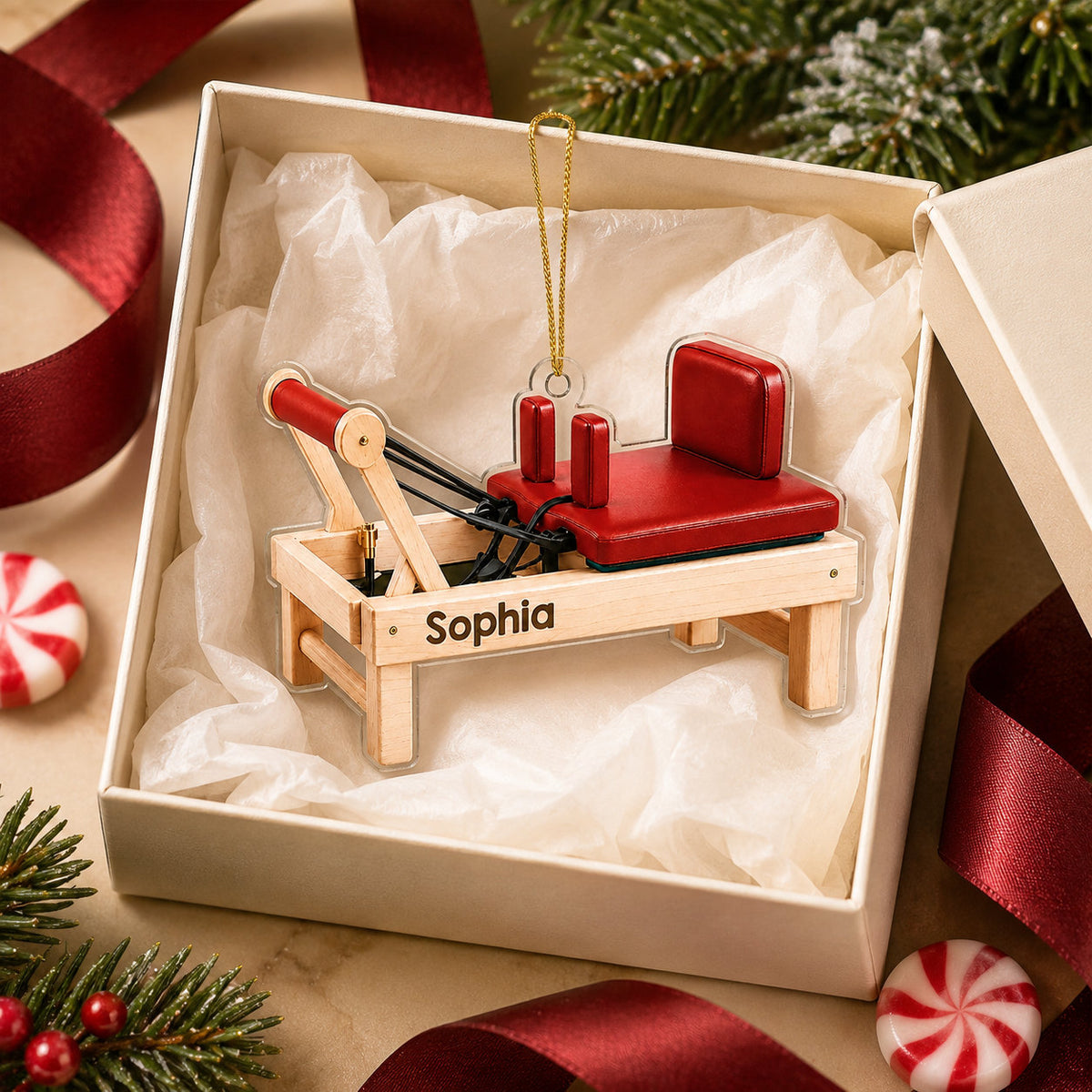 Personalized Pilates Reformer Christmas Ornament product image 4 of 5