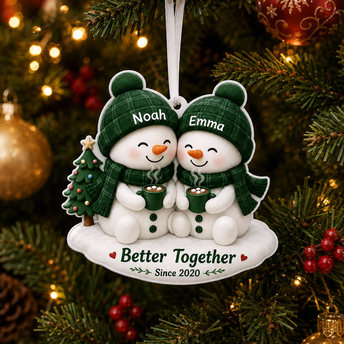 Personalized Snowman Couple Christmas Ornament