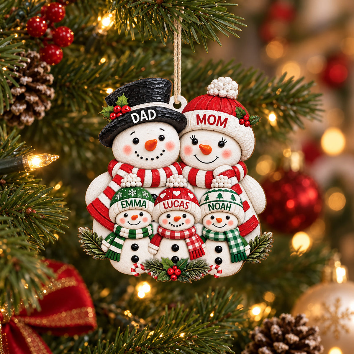 Personalized Snowman Family Christmas Ornament