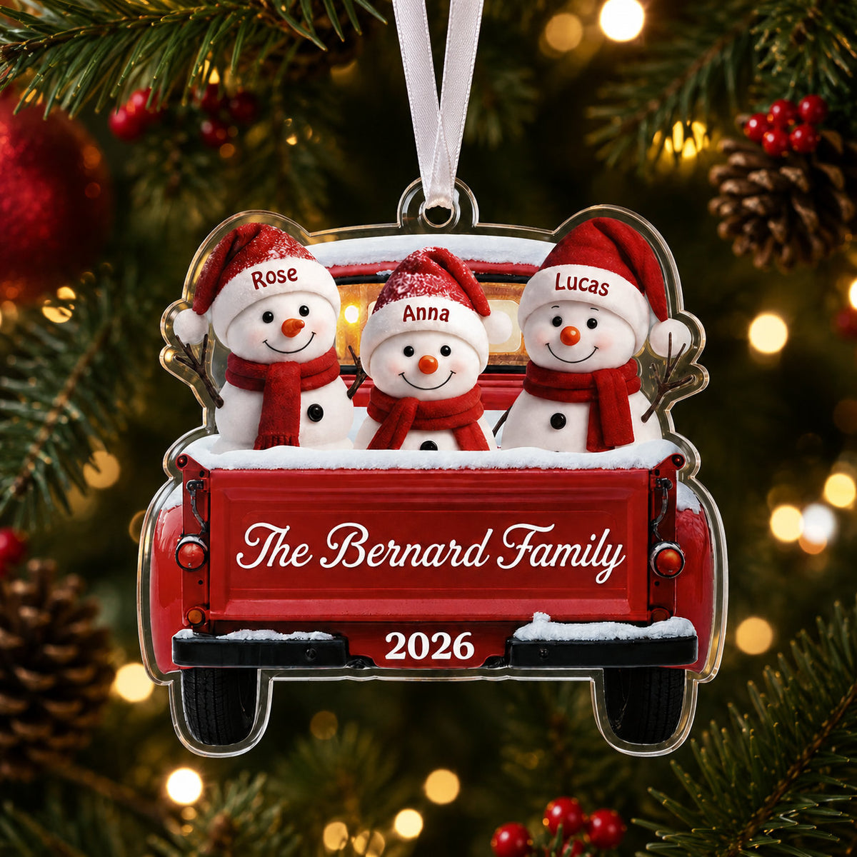 Personalized Snowman Family Christmas Ornament