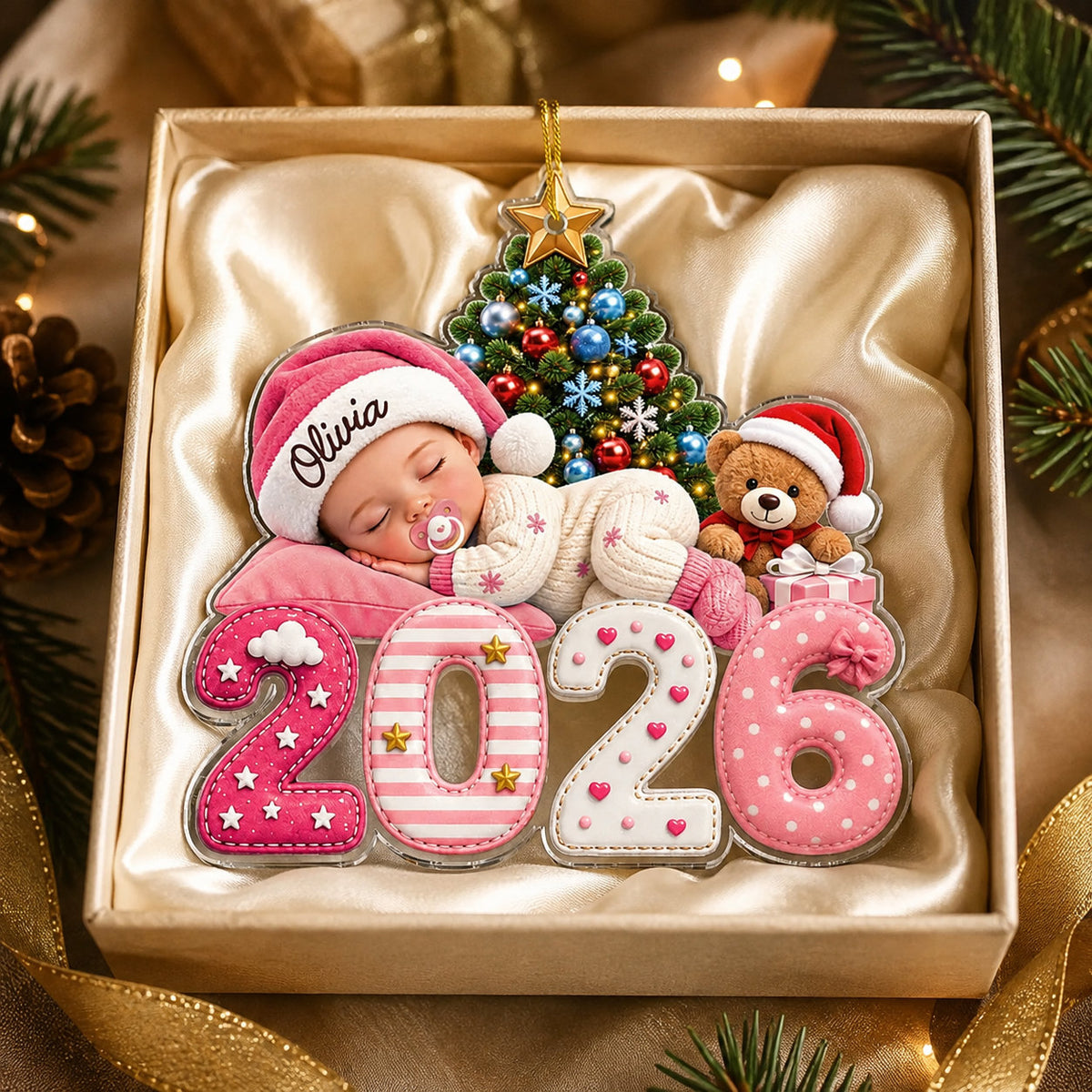Personalized Baby First Christmas 2026 Ornament
