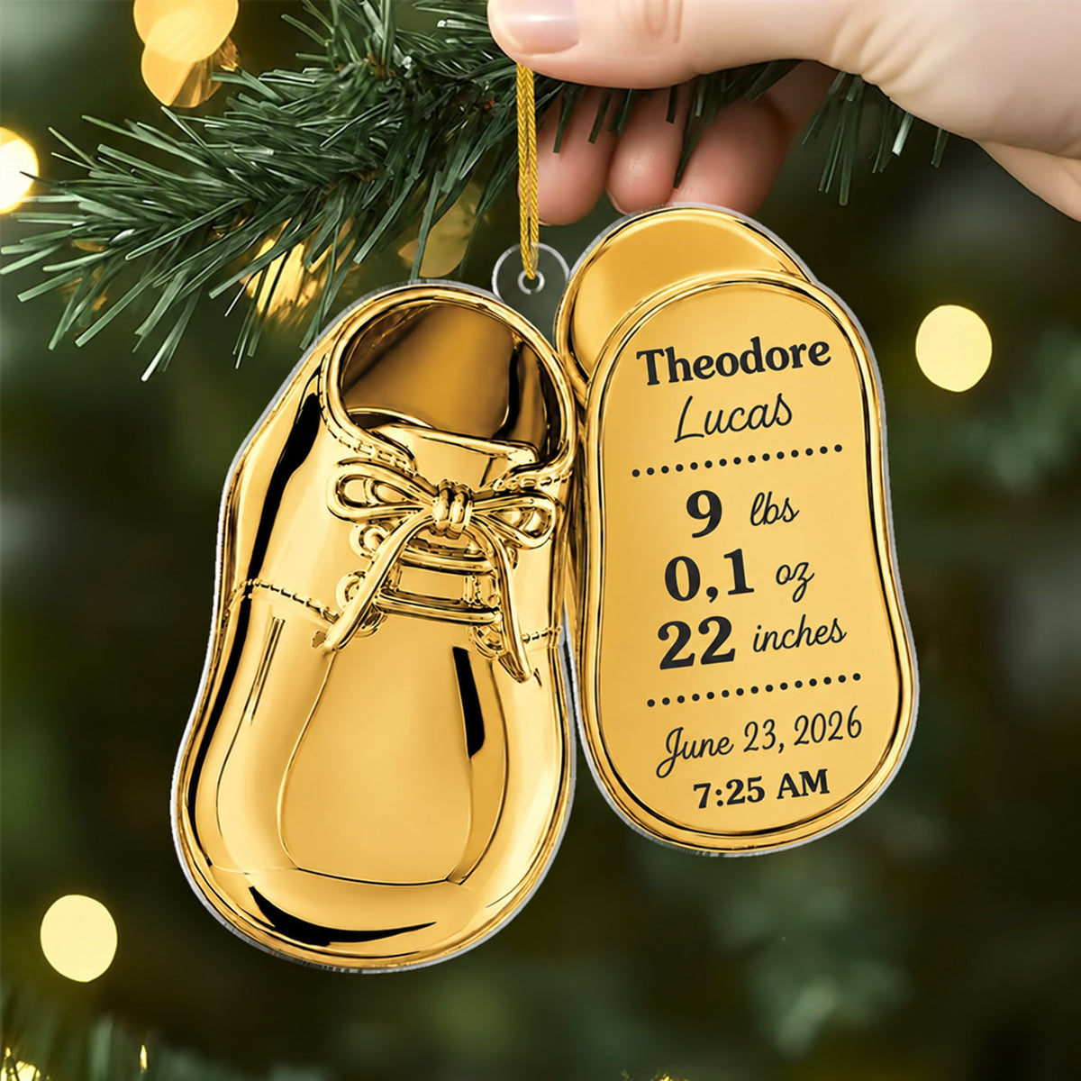 Personalized Baby Birth Shoe Christmas Ornament
