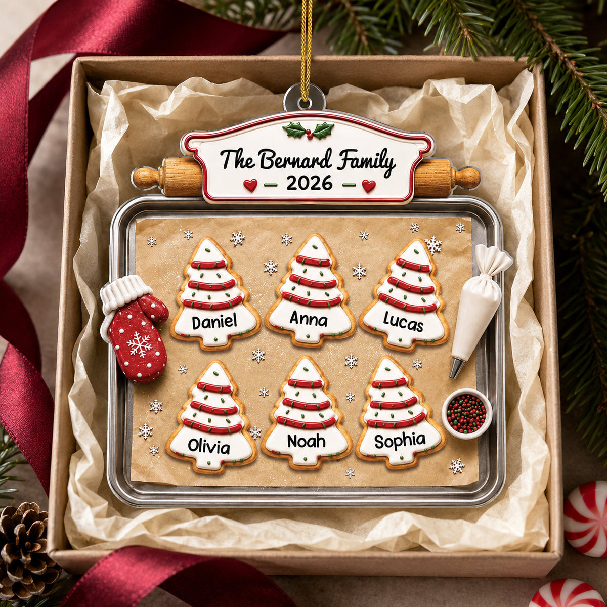 Personalized Family Cookie 2 Layer Christmas Ornament product image 2 of 4
