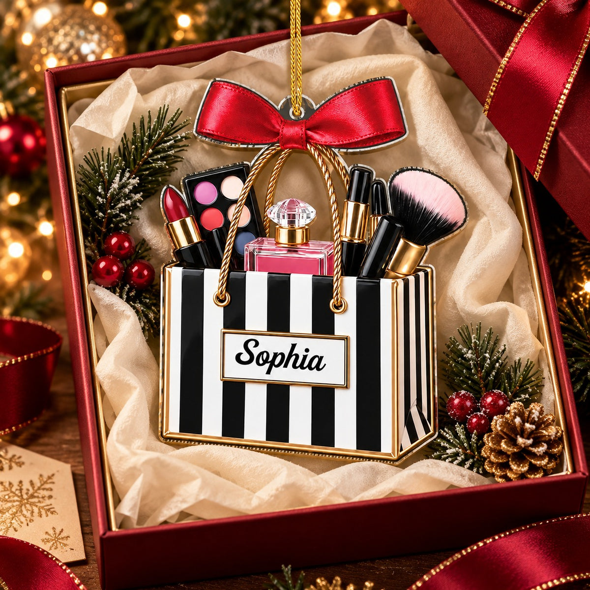 Personalized Makeup Bag Christmas Ornament, Christmas Gift