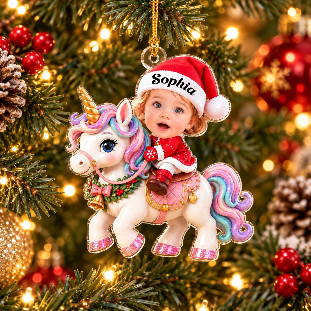 Personalized Baby Unicorn Christmas Ornament, Christmas Gift