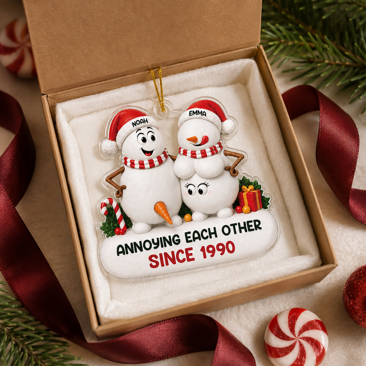 Personalized Snowman Couple Christmas Ornament