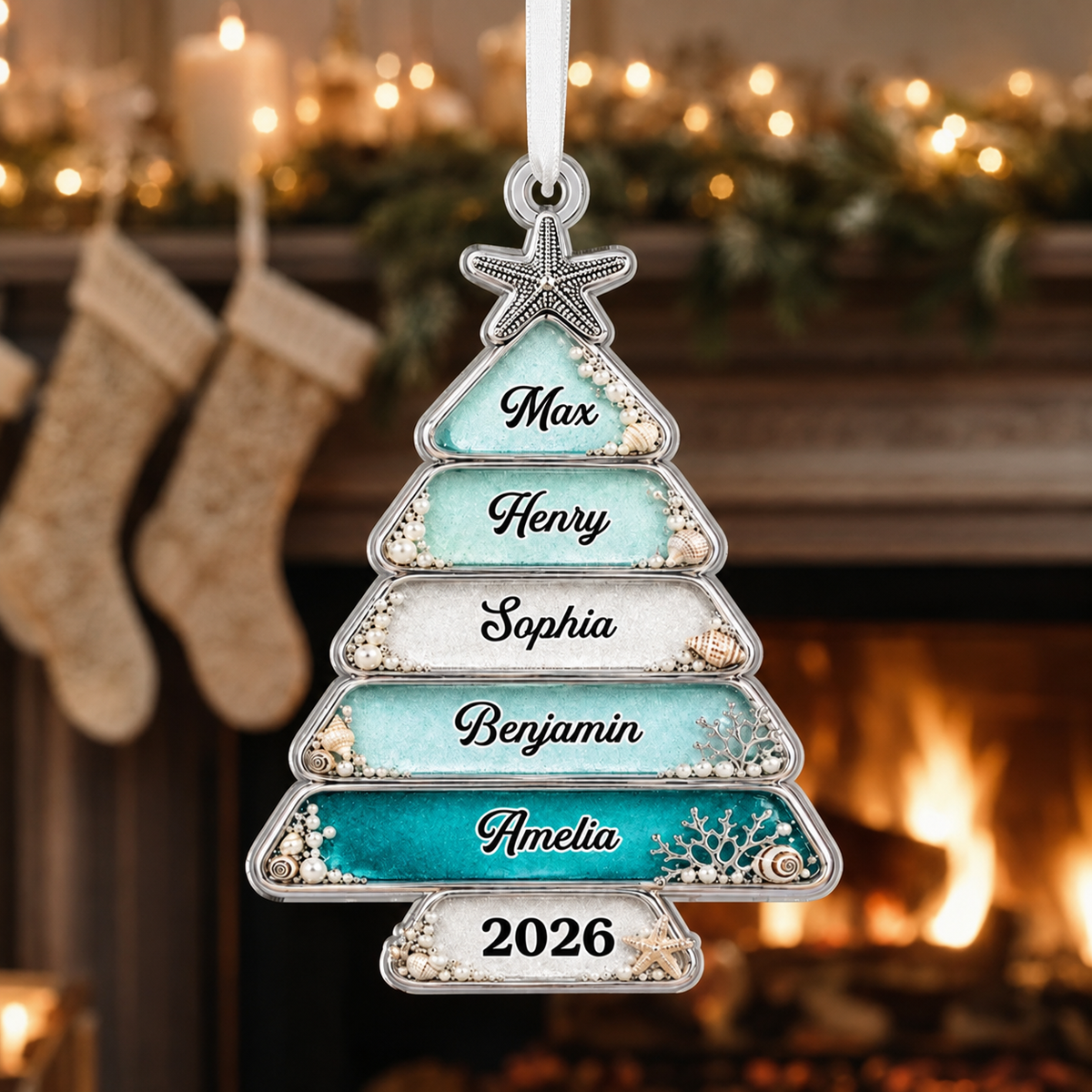 Personalized Coastal Family Christmas Ornament
