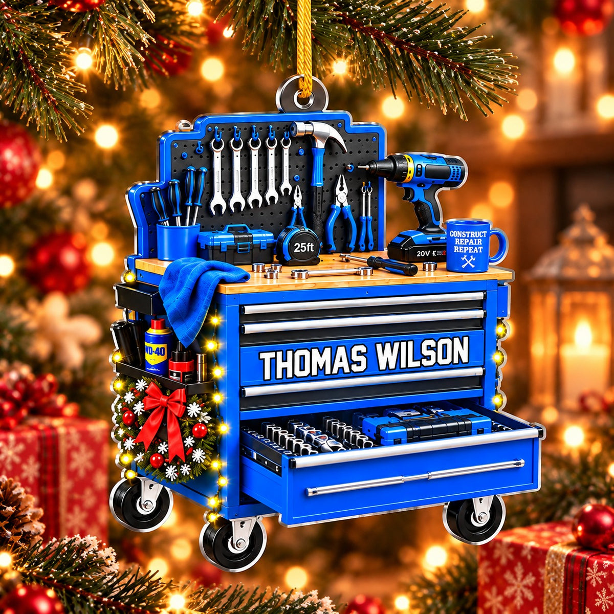 Personalized Mechanic Tool Chest Christmas Ornament, Christmas Gift