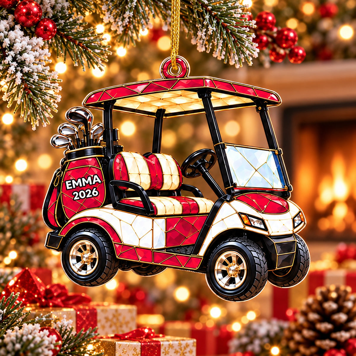 Personalized Golf Cart Christmas Ornament, Christmas Gift