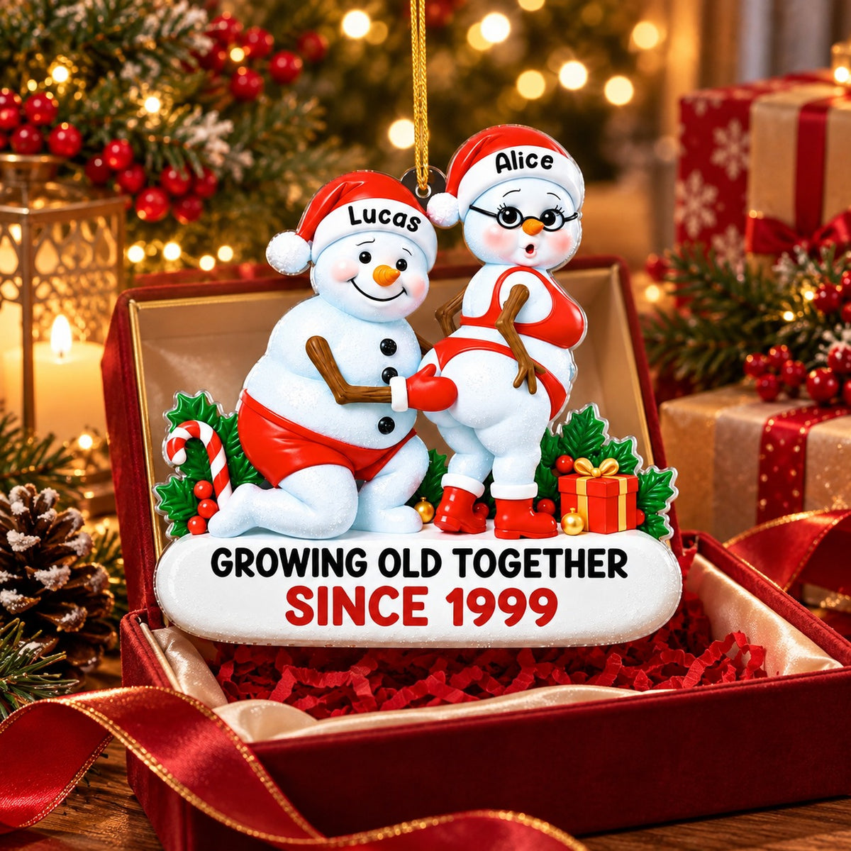Personalized Funny Snowman Couple Christmas Ornament, Christmas Gift