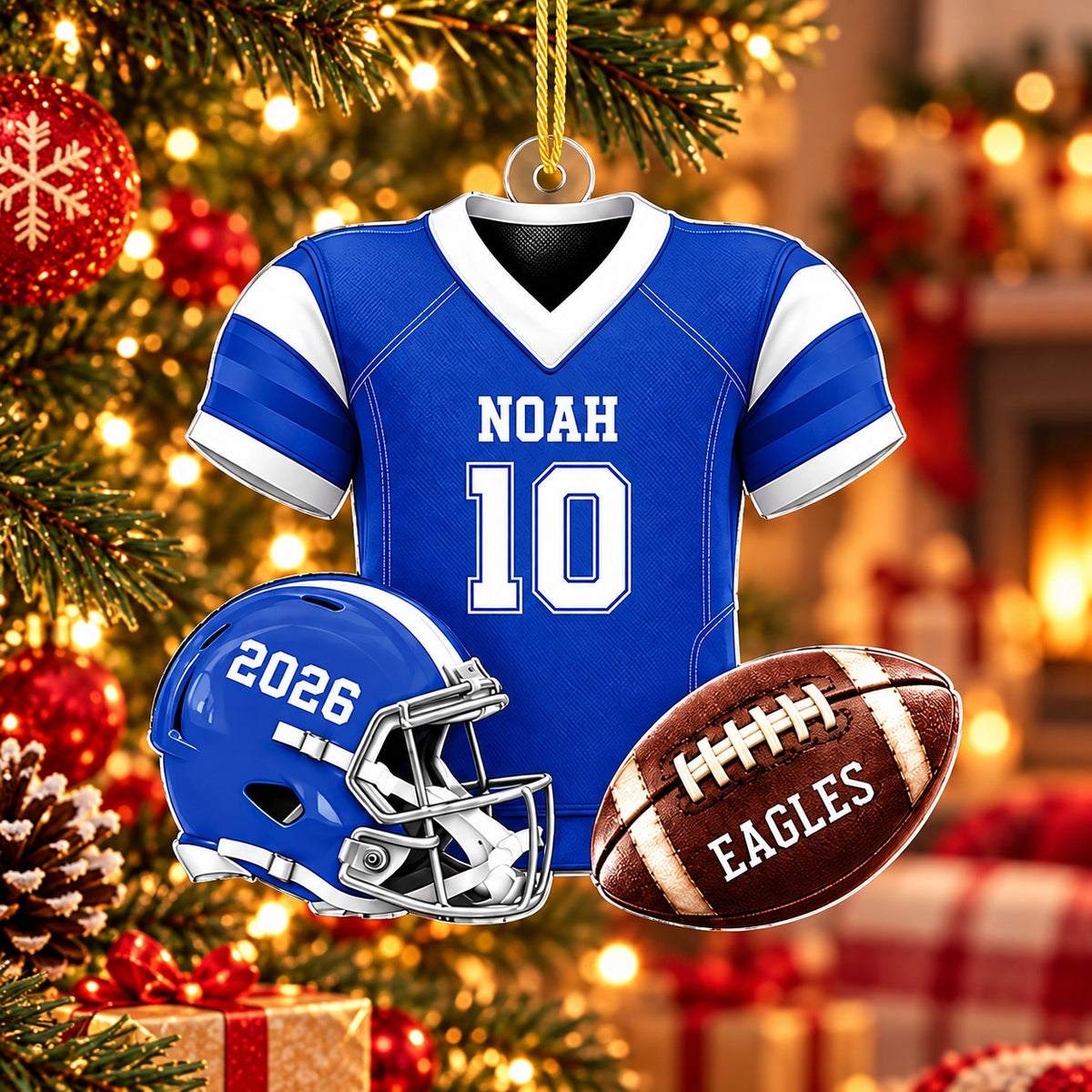 Personalized Football Jersey Christmas Ornament, Christmas Gift