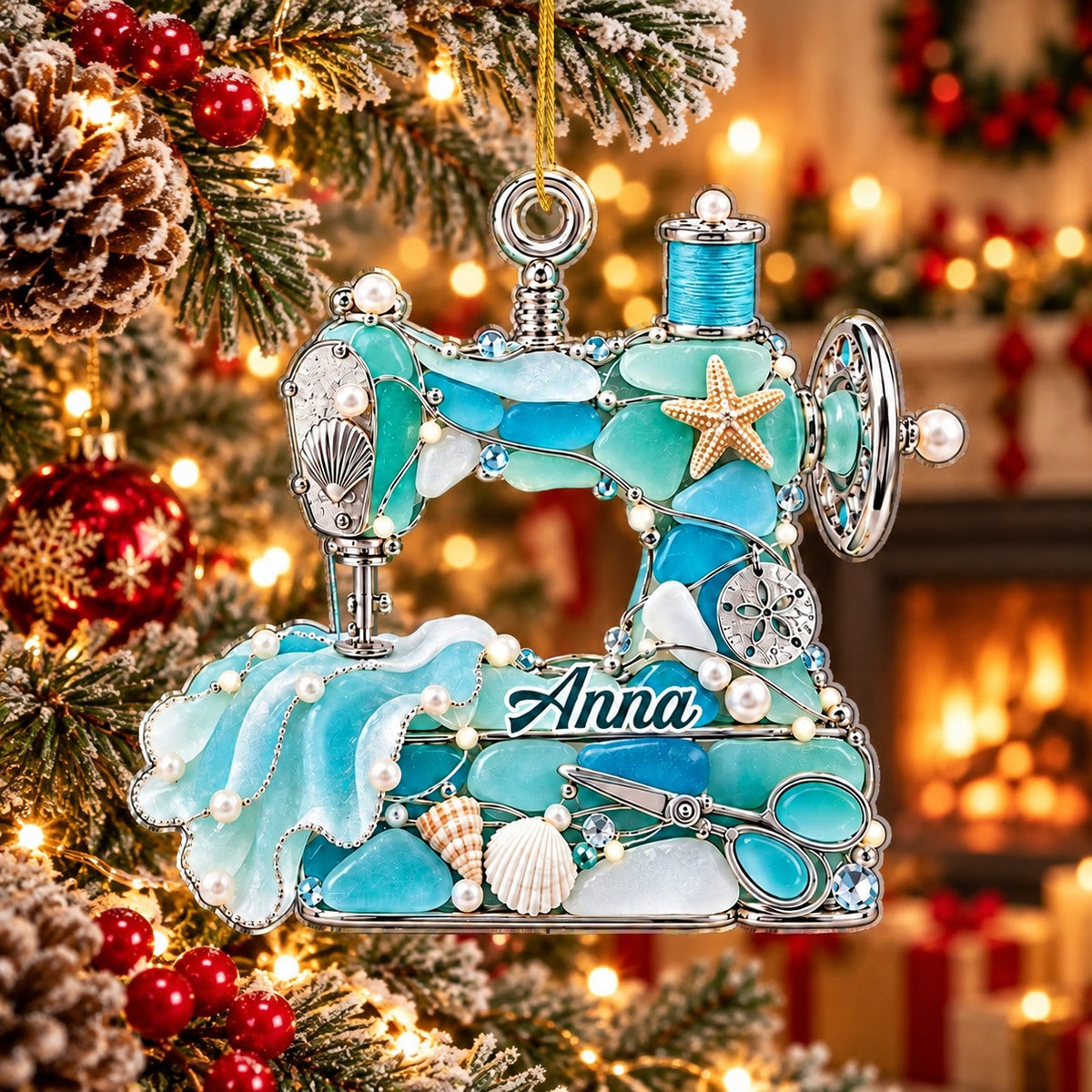 Personalized Sewing Machine Christmas Ornament for Sewing Lovers