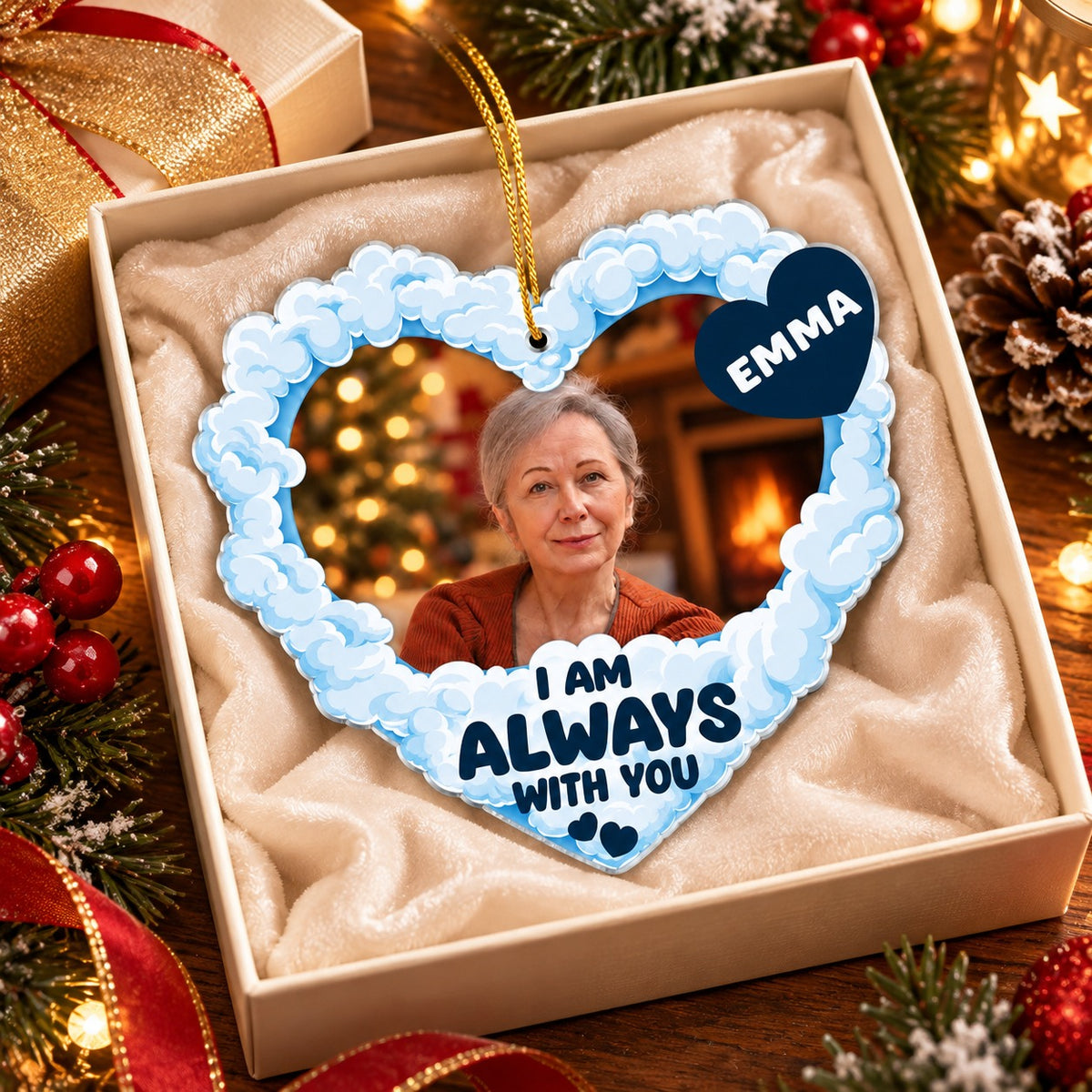 Personalized Memorial Photo Christmas Ornament for Loved Ones