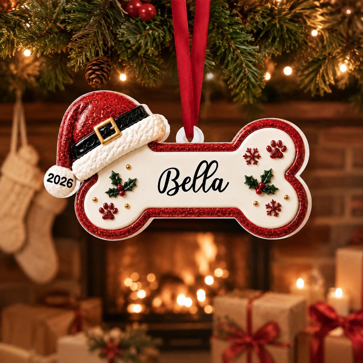 Personalized Dog Bone Christmas Ornament product image 3 of 5