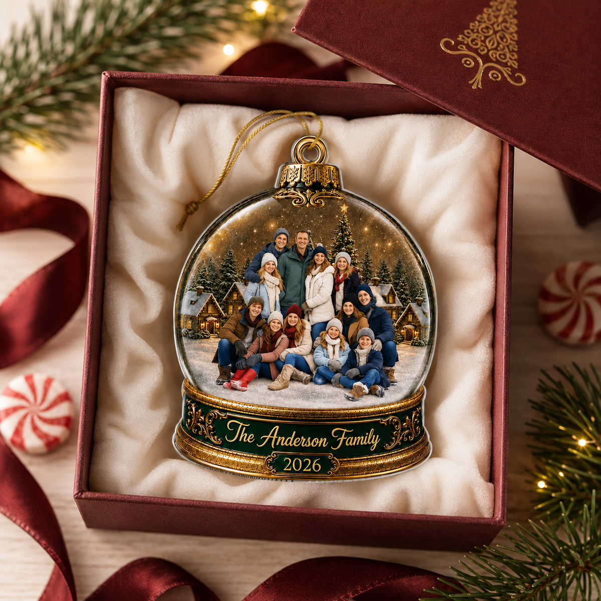 Personalized Family Snow Globe Christmas Ornament