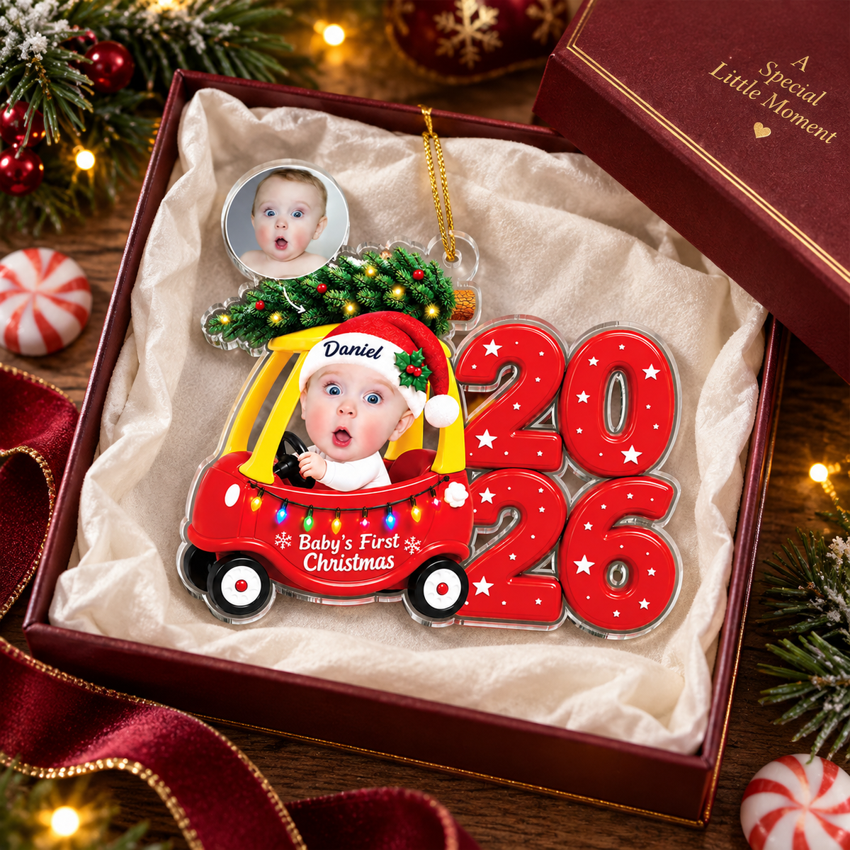 Personalized Baby First Christmas Car Ornament