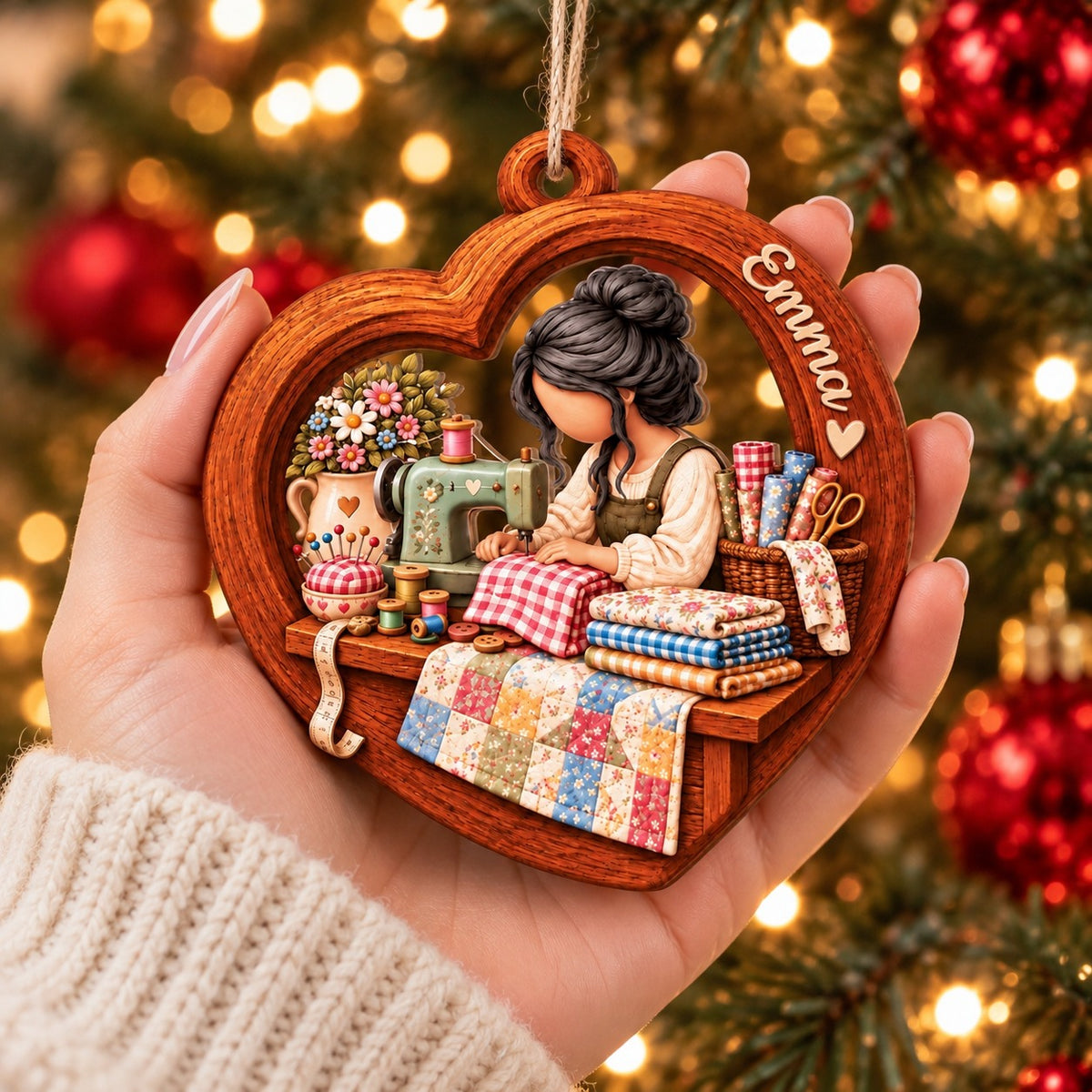 Personalized Sewing Machine Christmas Ornament for Seamstress