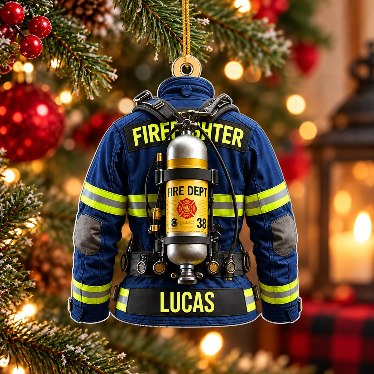 Personalized Firefighter Christmas Ornament, Christmas Gift