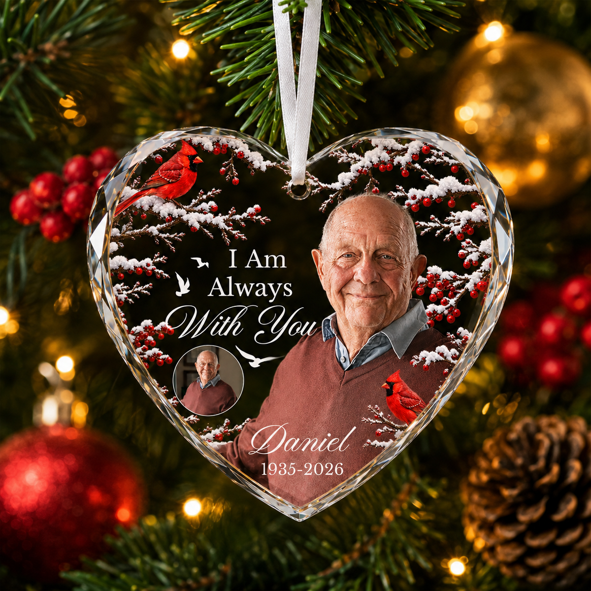 Personalized Memorial Glass Ornament with Photo, Ceramic Ornament