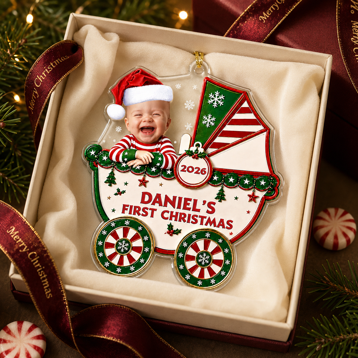 Personalized Baby First Christmas Stroller Ornament product image 3 of 5