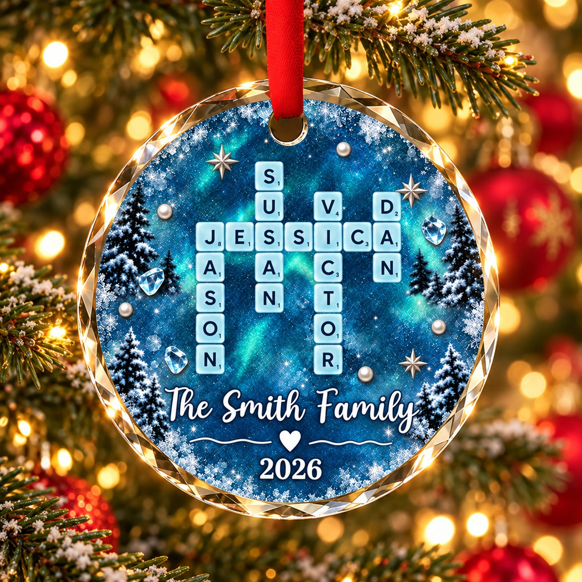 Personalized Family Scrabble Crossword Christmas Ornament