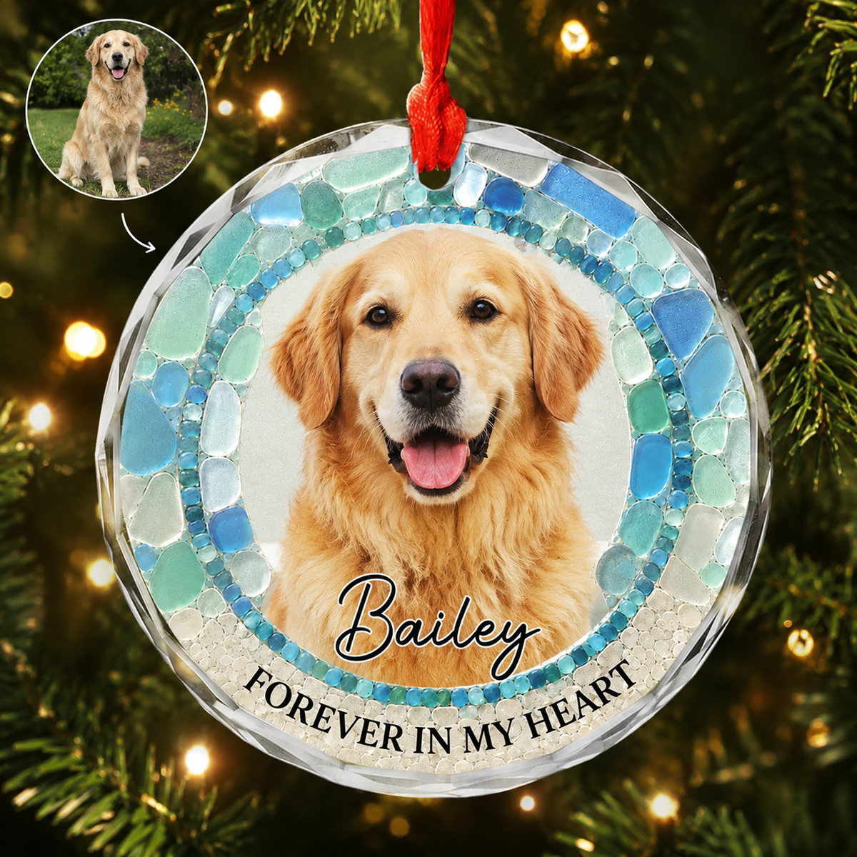 Personalized Pet Memorial Glass Ornament, Dog Ceramic Ornament