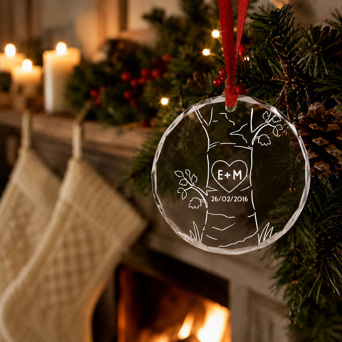 Personalized Couple Anniversary Christmas Ornament
