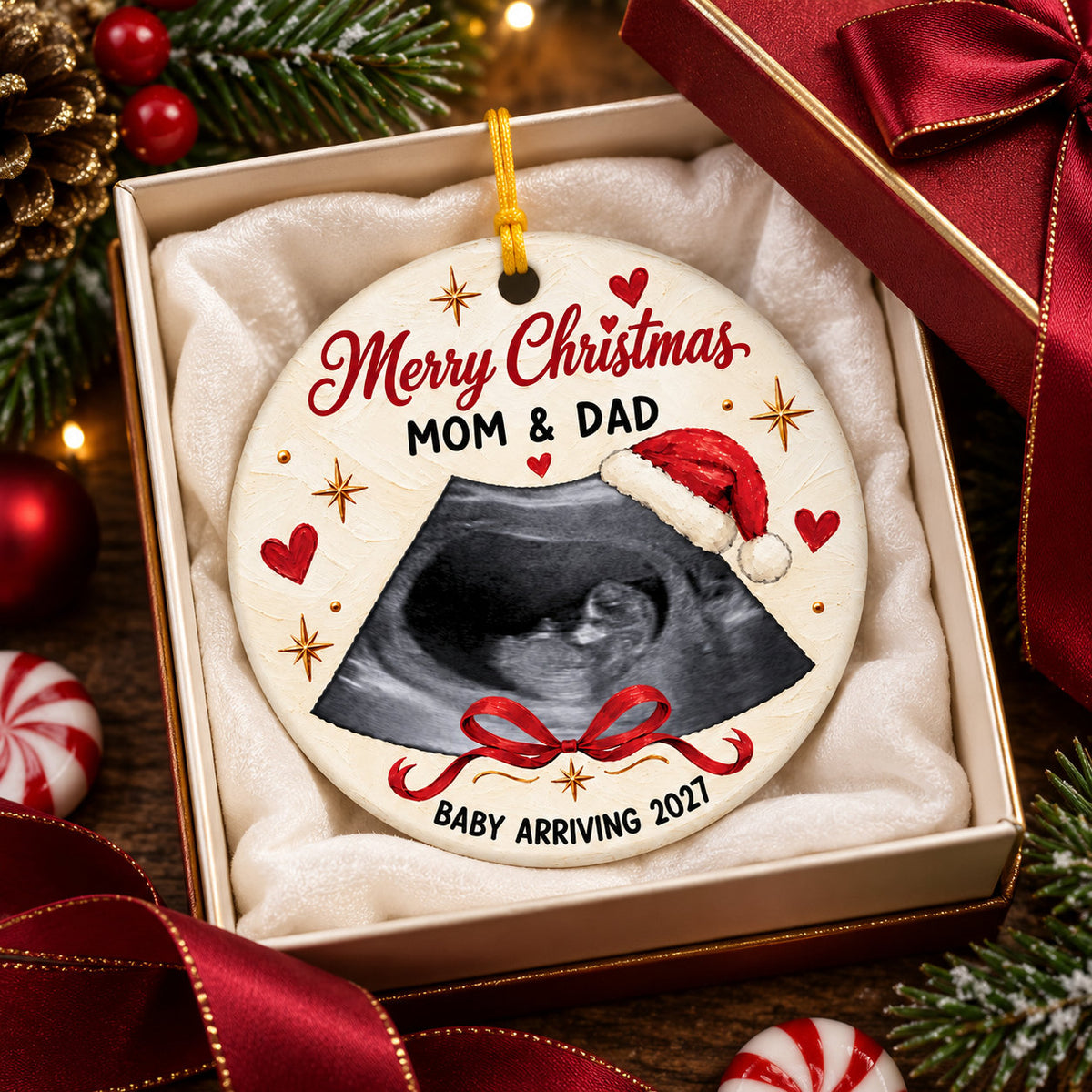 Personalized Pregnancy Announcement Christmas Ornament