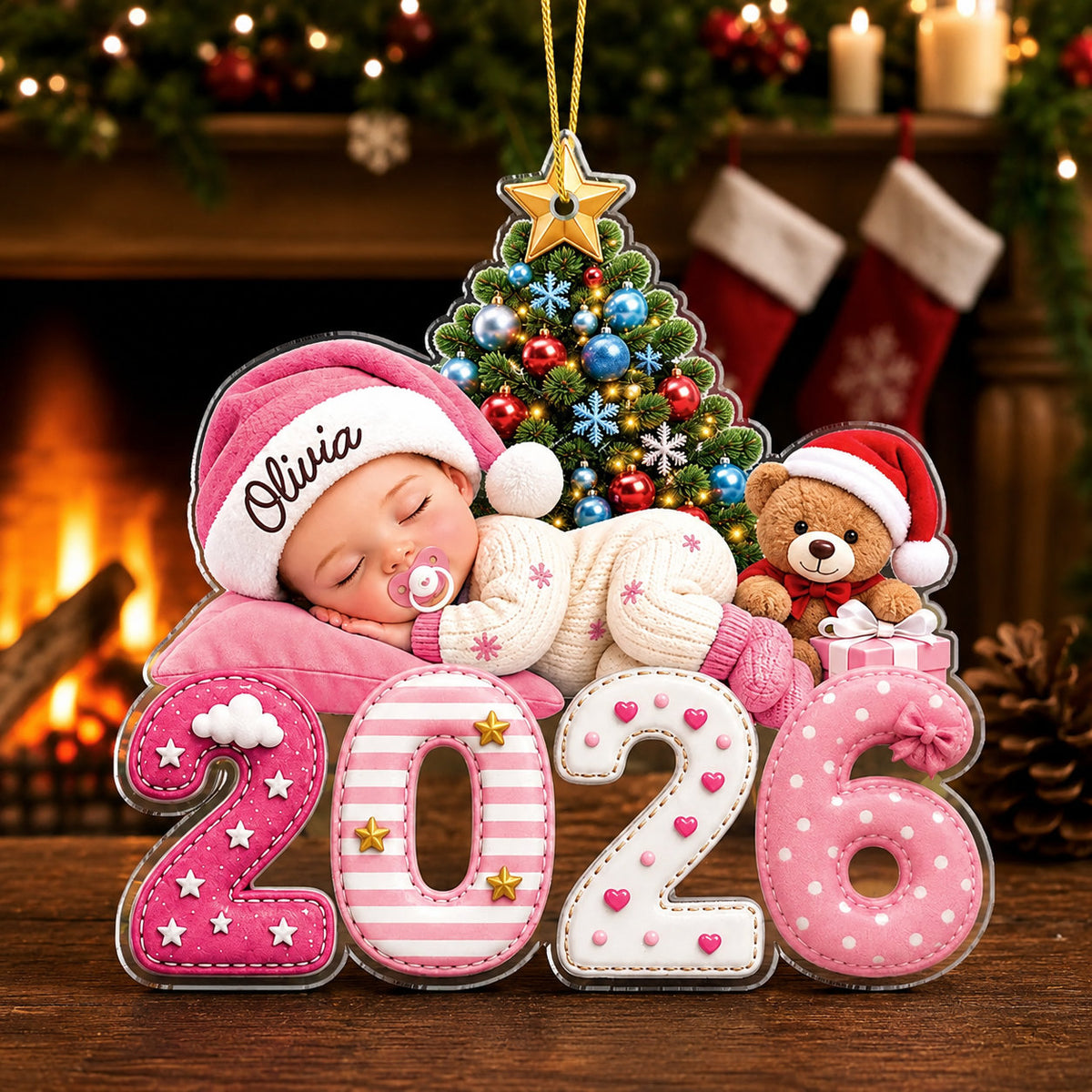 Personalized Baby First Christmas 2026 Ornament