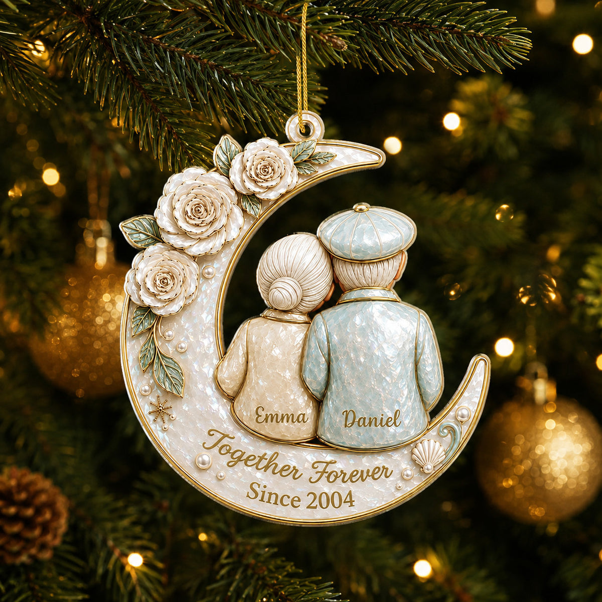 Personalized Couple Moon Christmas Ornament product image 5 of 5